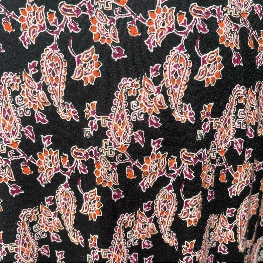 J. Jill Paisley Maxi Dress Pockets Scoop Neck Black Red Purple Orange Large Tall - Picture 6 of 16
